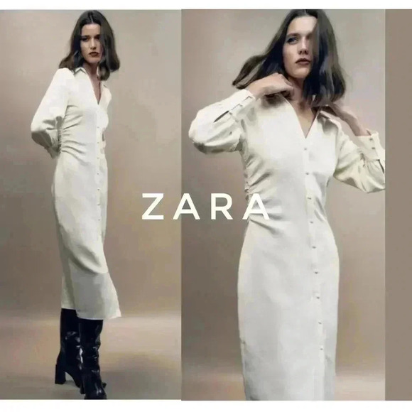 BNWT Zara JACQUARD  SHIRTDRESS size M - Picture 1 of 7